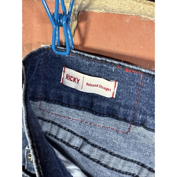 True Religion Ricky Relaxed Straight Blue Jeans Mens Stretch Size 36, Real 37x30 - Picture 7 of 9